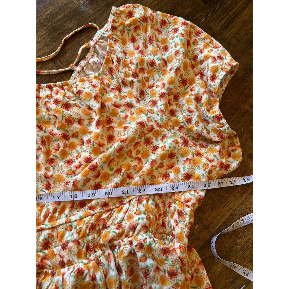 Torrid Orange Mini Floral Square Top Blouse Flowy Boho Coastal Fall 5 5X - Picture 6 of 8